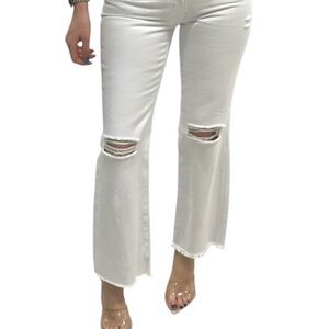 Insane Gene High Rise Slim Straight White Distressed Flare Jeans size 11 NEW